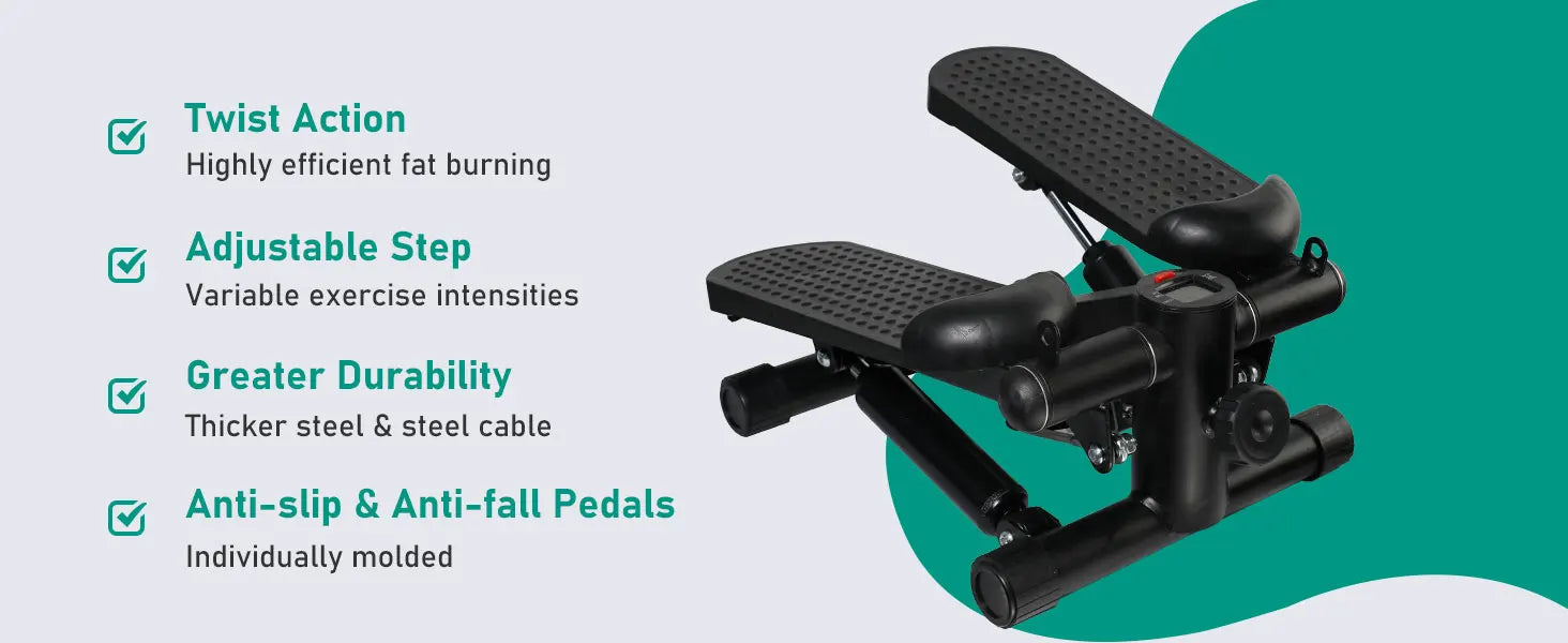 Steppers for Exercise, Mini Stair Under Desk Bike Pedal Exerciser with LCD Monitor & Resistance Bands Carpet