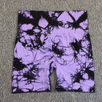 Women's Tie-Dye Seamless Yoga Shorts - High-Waisted for Cycling, Running & Gym