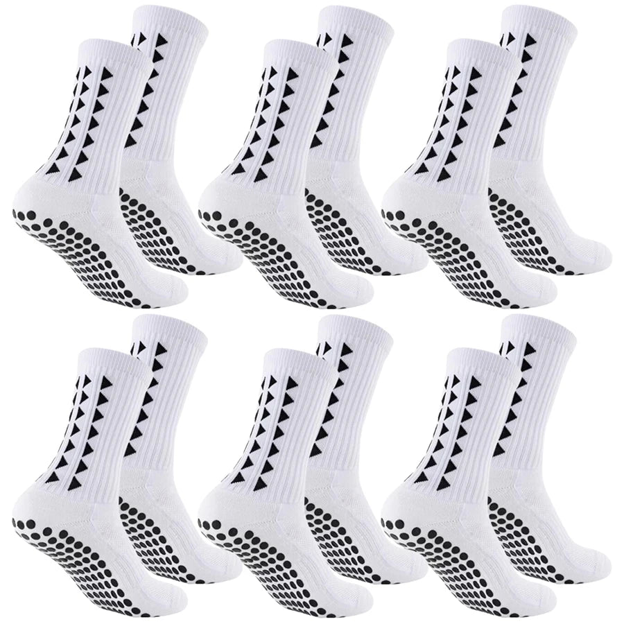 6 Pairs Unisex Grip Sport Socks for Football, Rugby, Cycling & Running