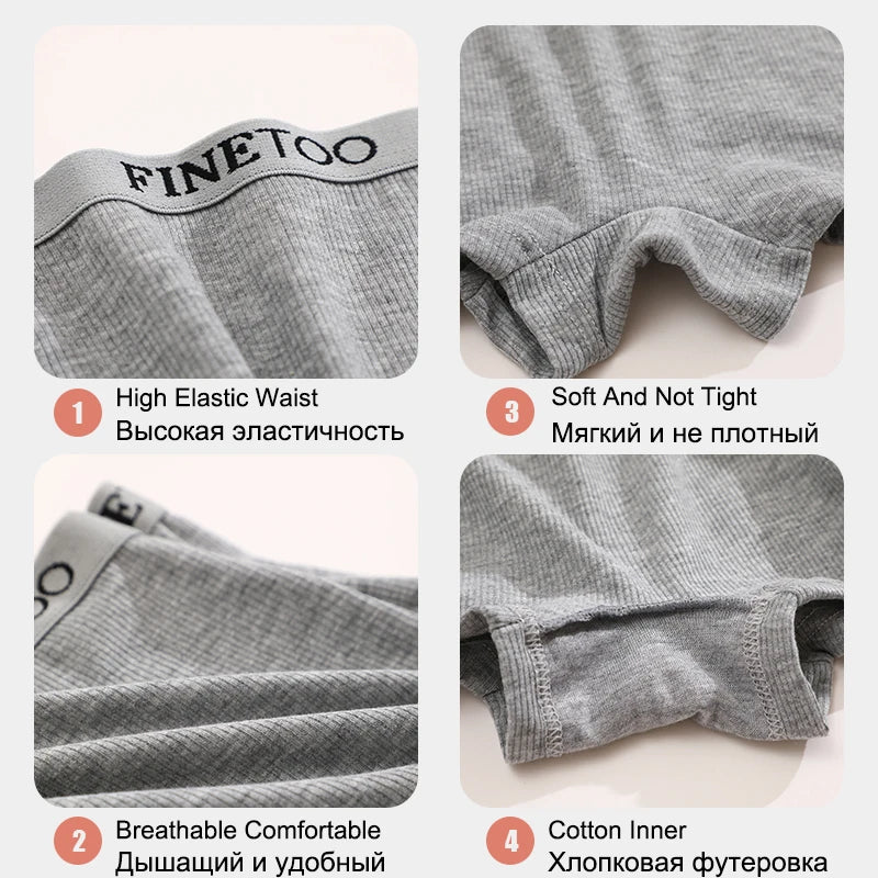 FINETOO 2-Pack Women's Sporty Cotton Underwear | Low-Rise Boyshort