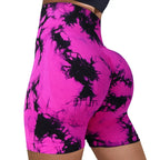 Women's Tie-Dye Seamless Yoga Shorts - High-Waisted for Cycling, Running & Gym