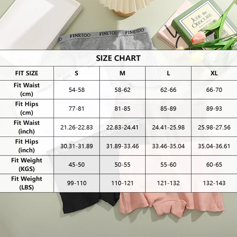 FINETOO 2-Pack Women's Sporty Cotton Underwear | Low-Rise Boyshort