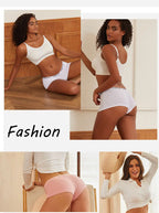 FINETOO 2-Pack Women's Sporty Cotton Underwear | Low-Rise Boyshort