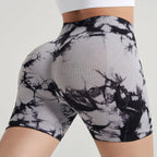 Women's Tie-Dye Seamless Yoga Shorts - High-Waisted for Cycling, Running & Gym