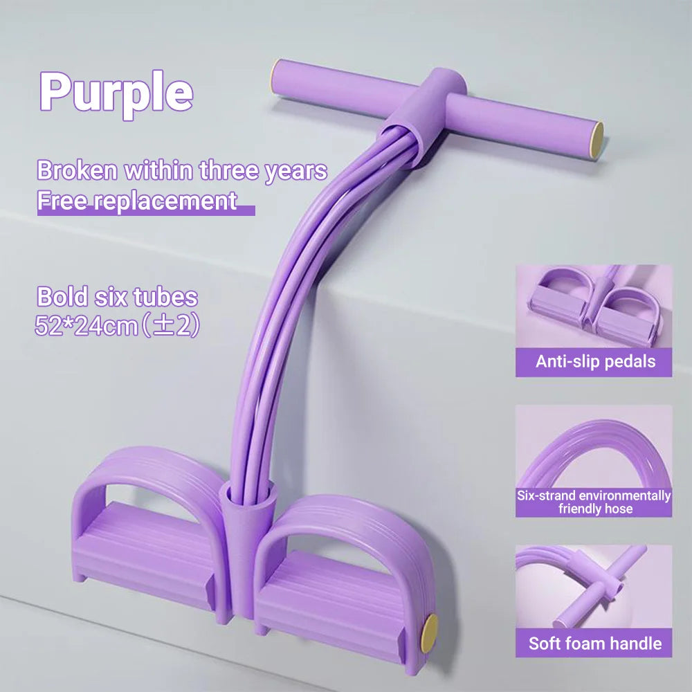 6-Tube Resistance Band Pedal Puller, Multi-Function Tension Rope for Home & Gym Fitness, Yoga, and Sports Exercises