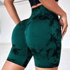 Women's Tie-Dye Seamless Yoga Shorts - High-Waisted for Cycling, Running & Gym