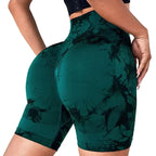 Women's Tie-Dye Seamless Yoga Shorts - High-Waisted for Cycling, Running & Gym