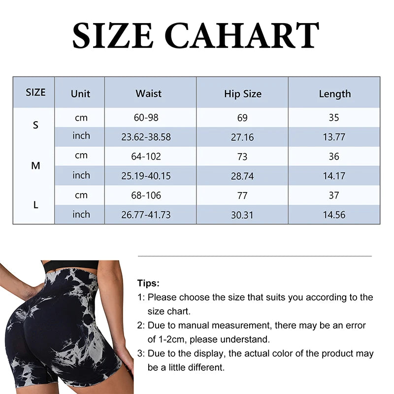 Women's Tie-Dye Seamless Yoga Shorts - High-Waisted for Cycling, Running & Gym