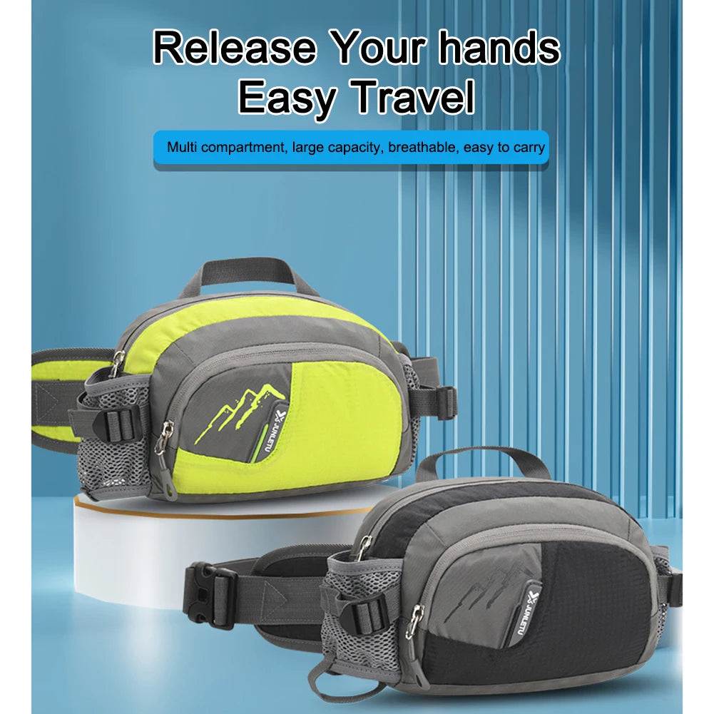 Nylon Running Waist Pack with Bottle Holder for Hiking & Jogging