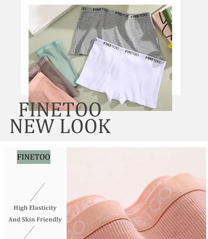 FINETOO 2-Pack Women's Sporty Cotton Underwear | Low-Rise Boyshort
