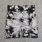 Women's Tie-Dye Seamless Yoga Shorts - High-Waisted for Cycling, Running & Gym