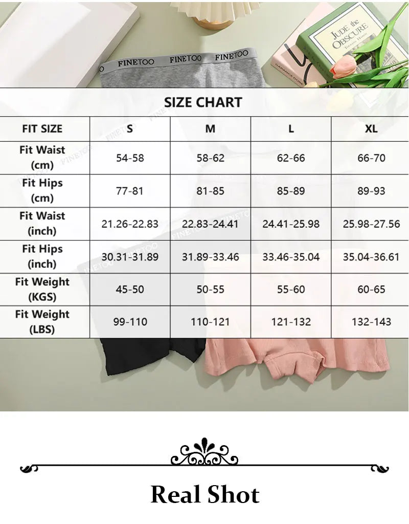 FINETOO 2-Pack Women's Sporty Cotton Underwear | Low-Rise Boyshort