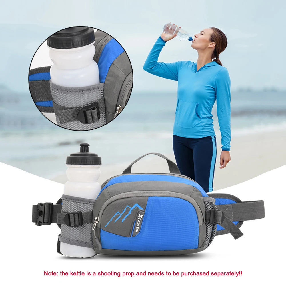 Nylon Running Waist Pack with Bottle Holder for Hiking & Jogging