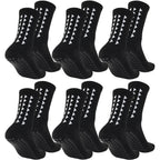 6 Pairs Unisex Grip Sport Socks for Football, Rugby, Cycling & Running
