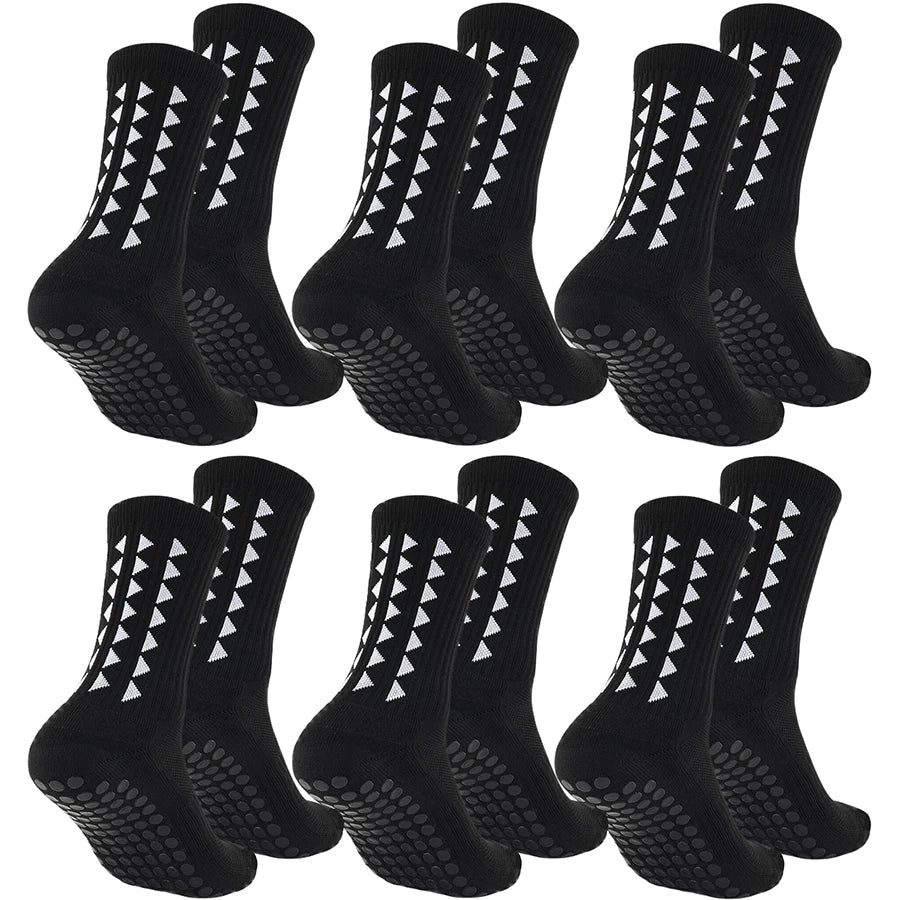 6 Pairs Unisex Grip Sport Socks for Football, Rugby, Cycling & Running