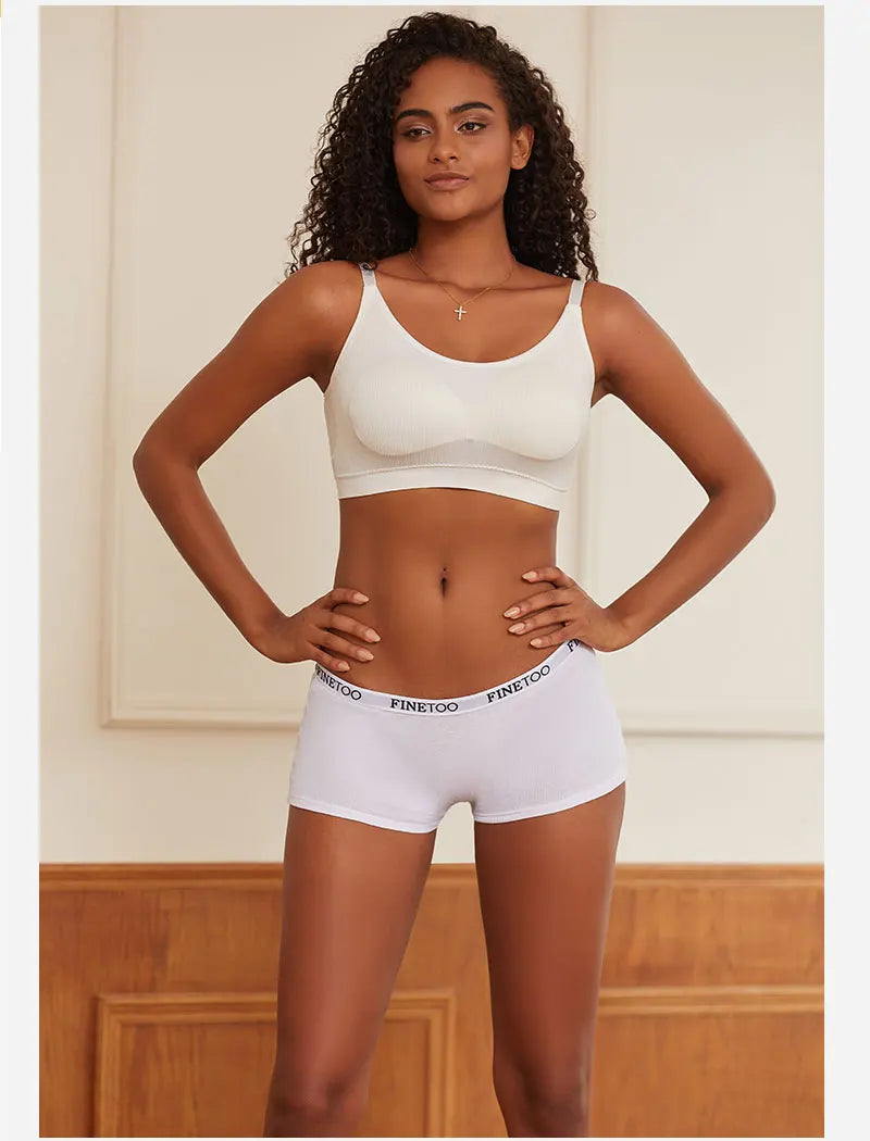 FINETOO 2-Pack Women's Sporty Cotton Underwear | Low-Rise Boyshort