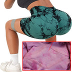 Women's Tie-Dye Seamless Yoga Shorts - High-Waisted for Cycling, Running & Gym
