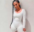 Autumn Black Women's Bodycon Long-Sleeve Sports Romper - Stylish Fitness Wear