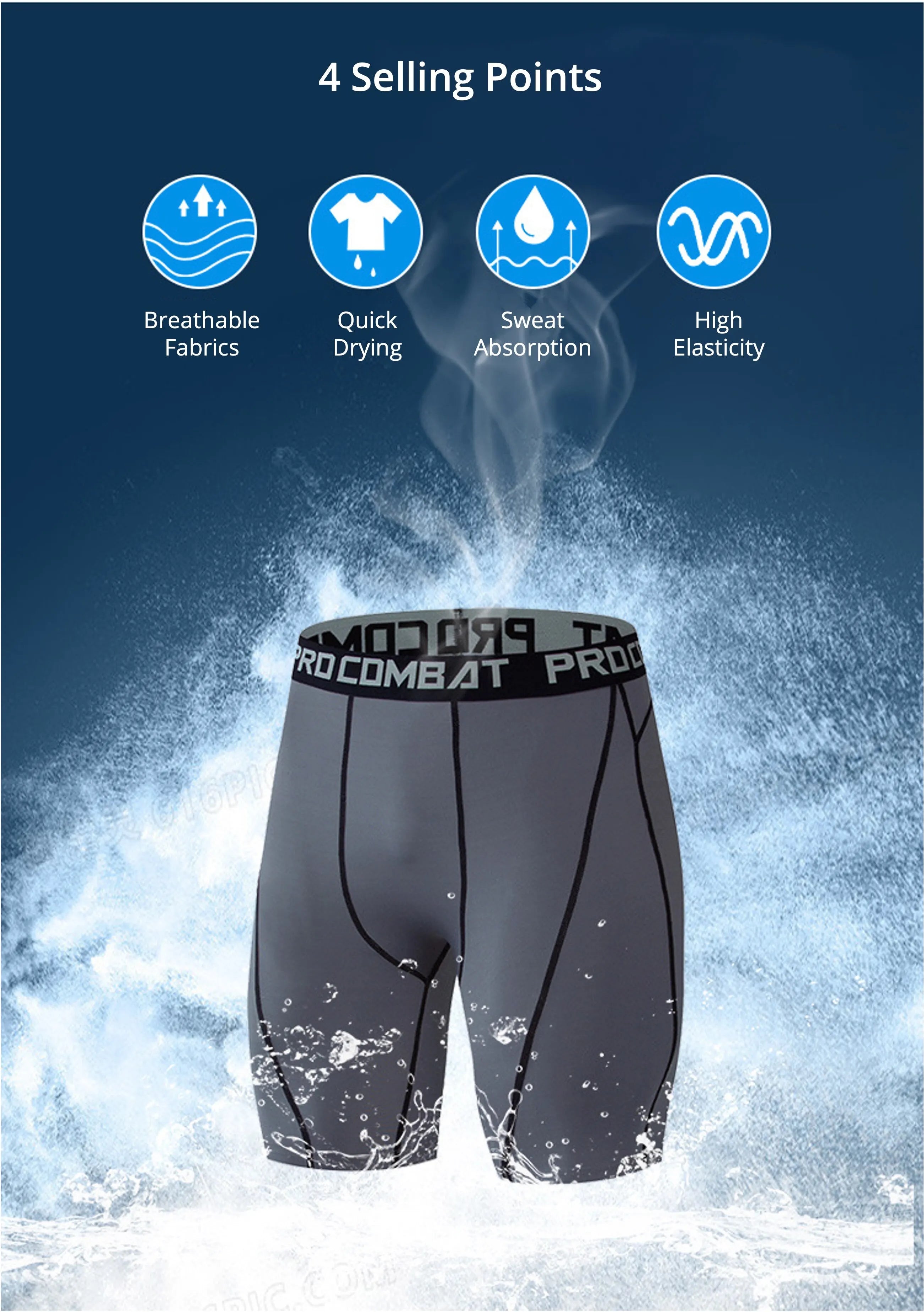 Men's Compression Bodybuilding Shorts - Elastic Skinny Workout Leggings
