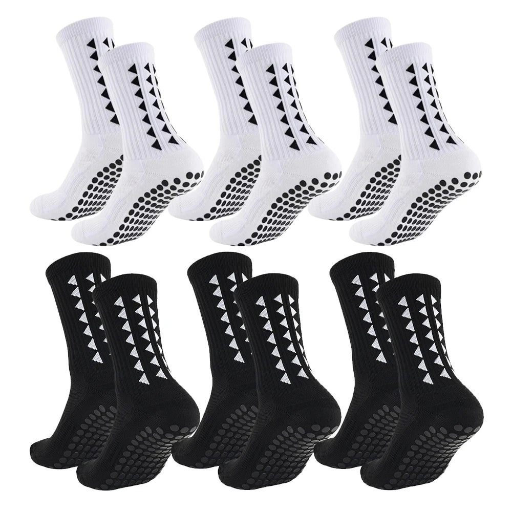 6 Pairs Unisex Grip Sport Socks for Football, Rugby, Cycling & Running