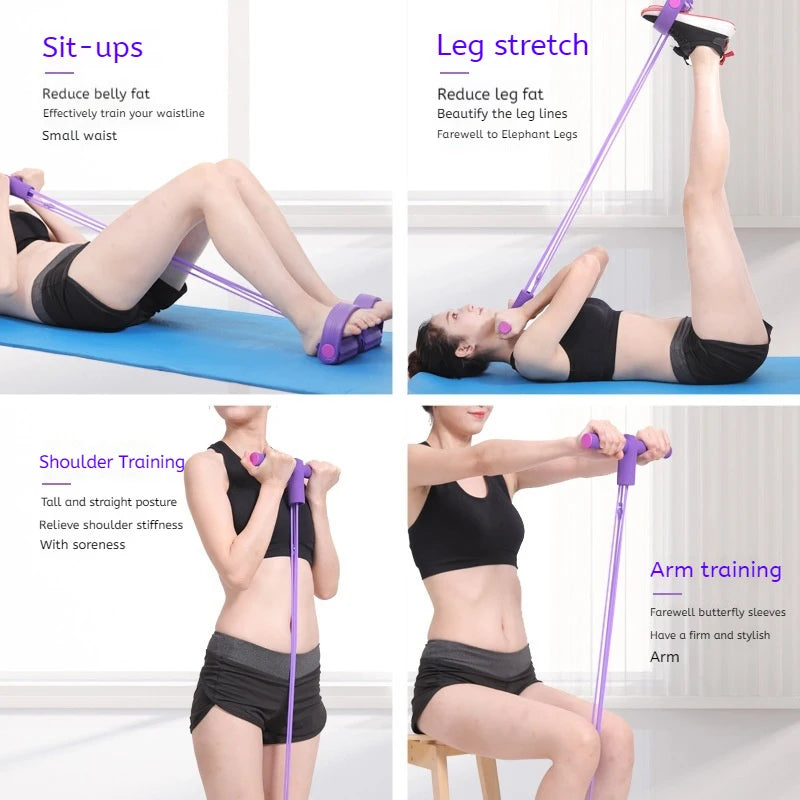 6-Tube Resistance Band Pedal Puller, Multi-Function Tension Rope for Home & Gym Fitness, Yoga, and Sports Exercises