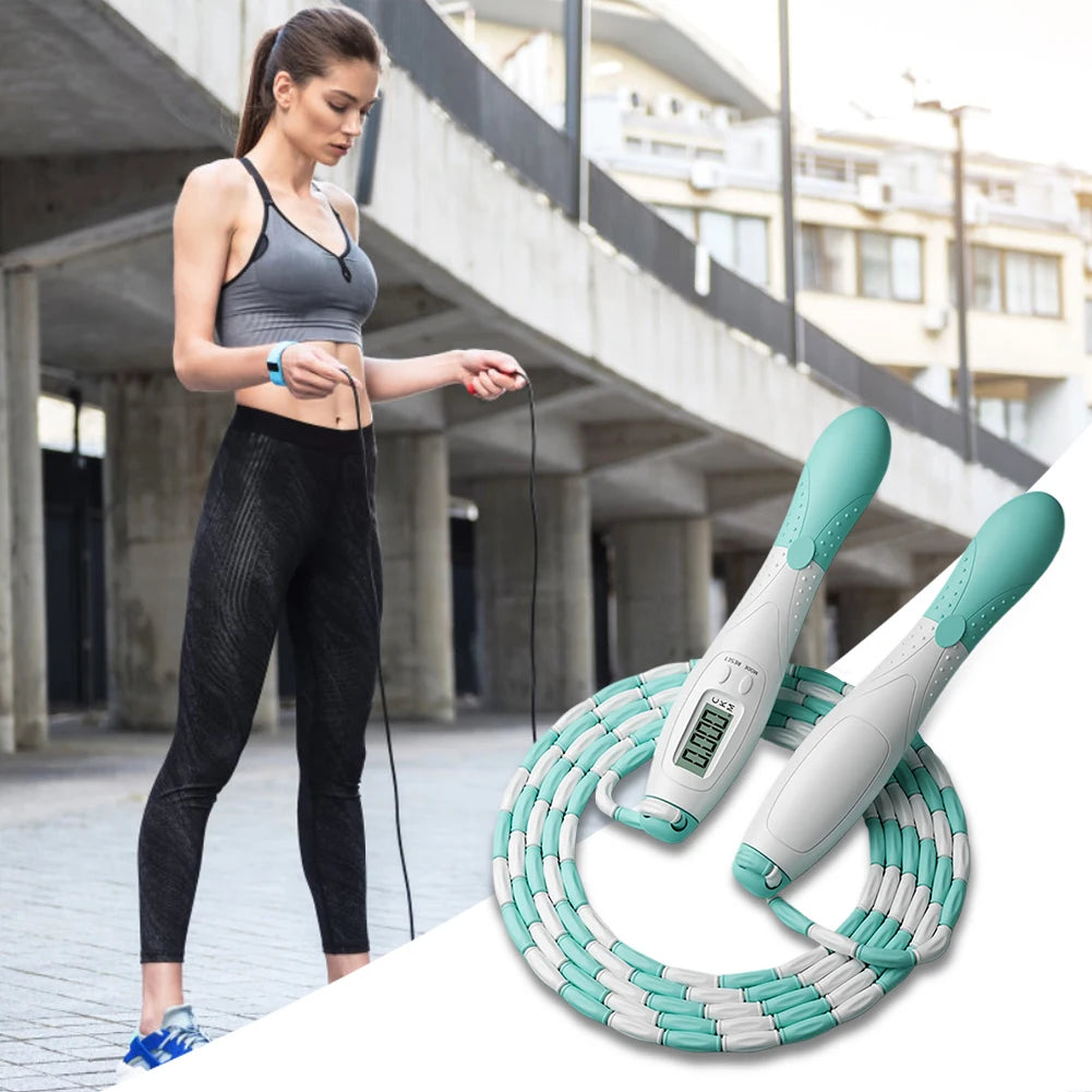 Adjustable Beaded Jump Rope with Counter for Kids & Adults